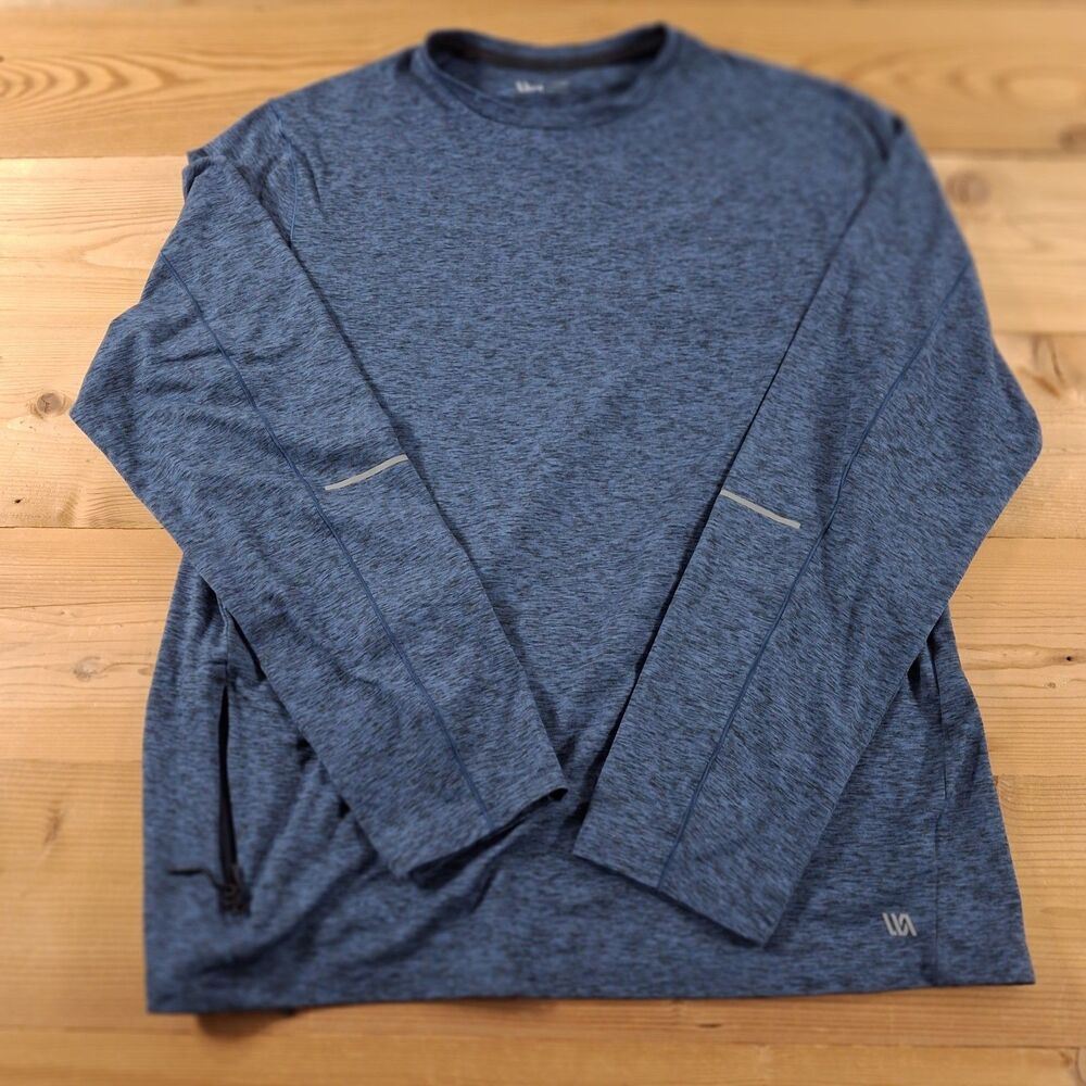 Vrst Athletic Crew Neck Shirt Mens Large Blue Heather Performance